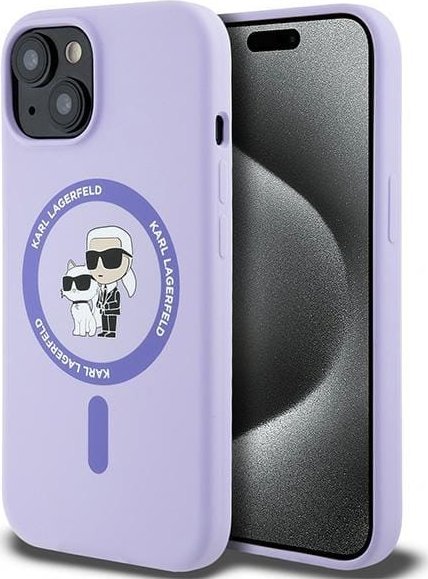 Karl Lagerfeld Karl Lagerfeld KLHMP15SSCMKCRHU iPhone 15 6.1" fioletowy/purple hardcase Silicone KC Heads Ring MagSafe