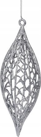 Koopman Bombka na choinkę ażurowa srebrna nietłukąca 22,5x8x7 cm