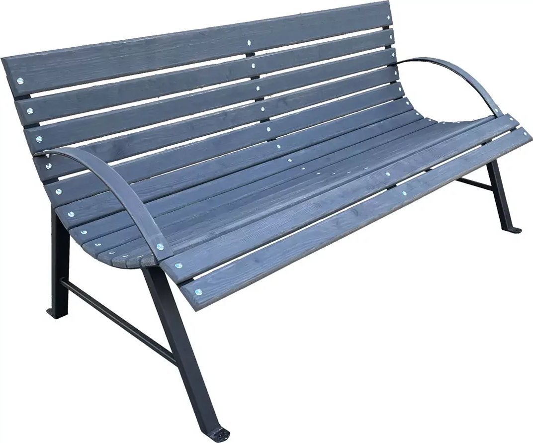 Elior Solidna drewniana ławka parkowa do ogrodu Wagris 150 cm -szary