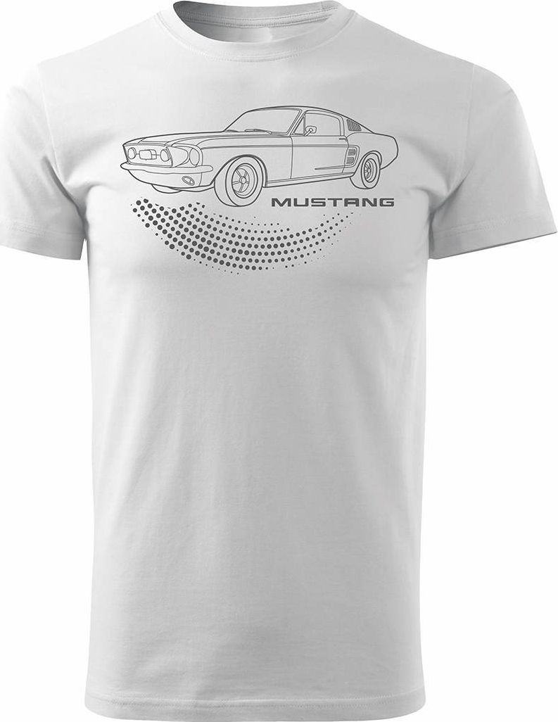 Topslang Koszulka motoryzacyjna z Fordem Mustangiem Ford Mustang męska biała REGULAR M
