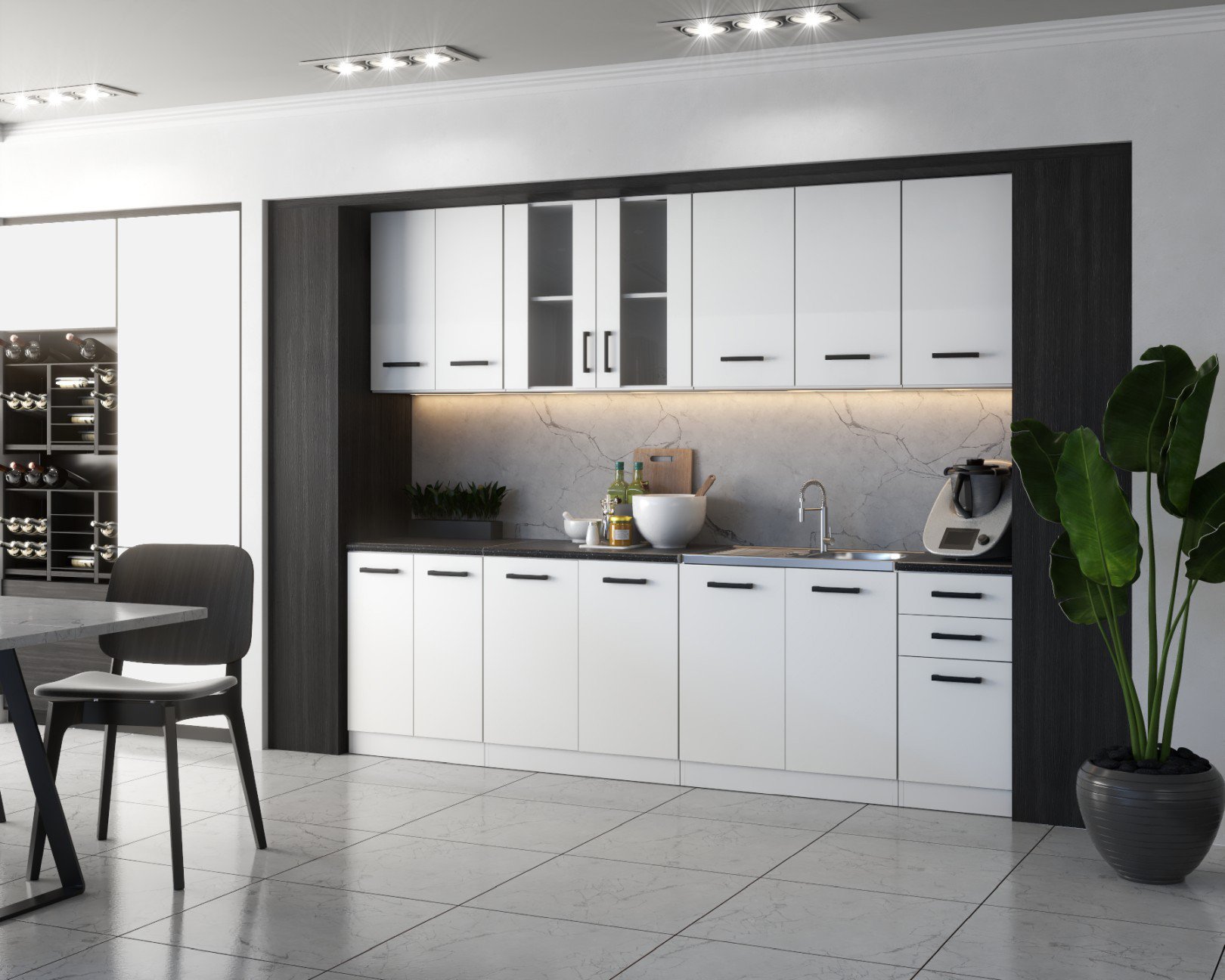 Meble Kuchenne Białe Nowoczesne Zestaw Mebli Kuchennych Pojemny Jowita 2.6m