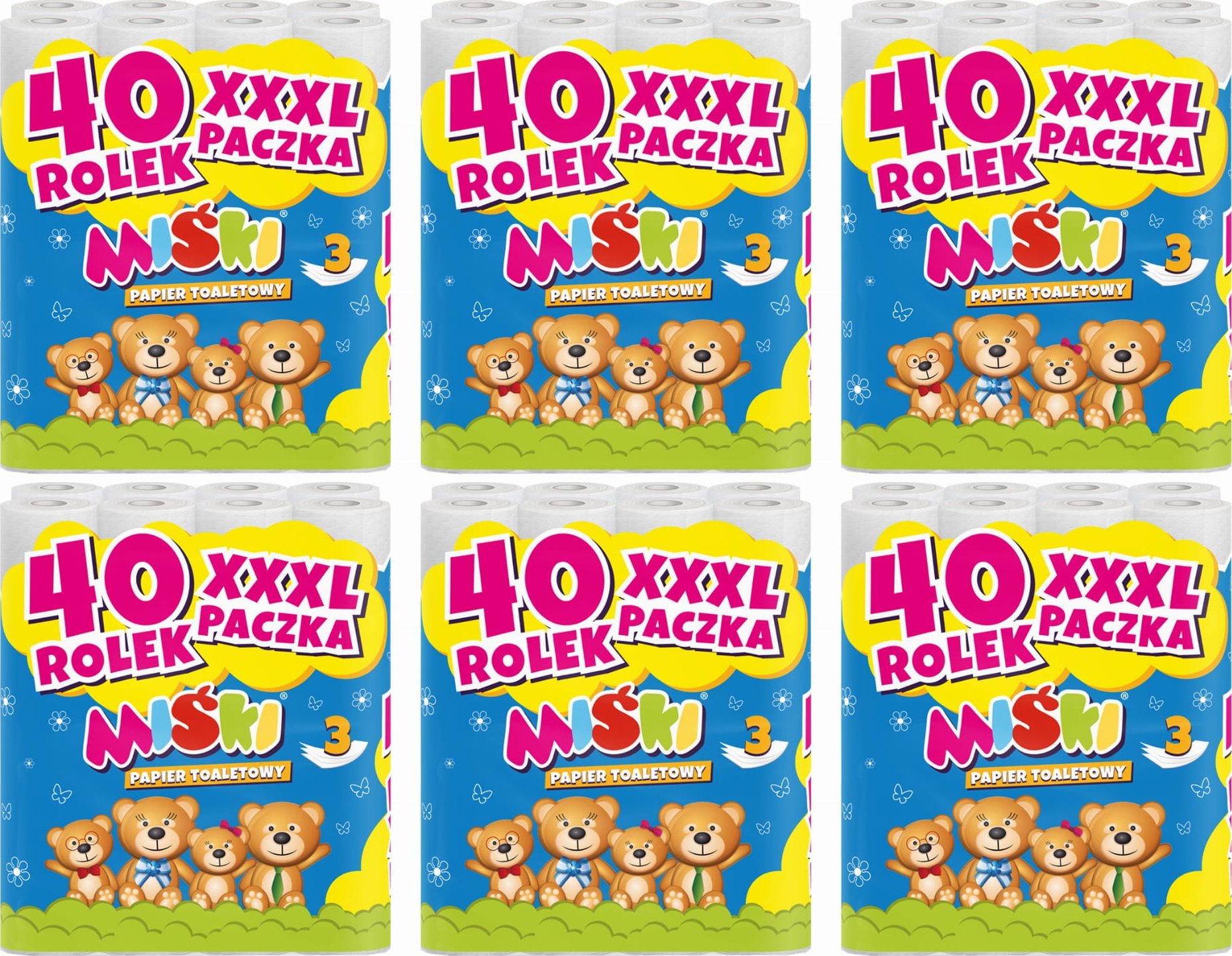 Miśki Papier toaletowy 40R MIŚKI 3W - 240 Rolek