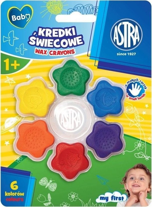 Astra Kredki świecowe w kształcie gwiazdek 6 kolorów