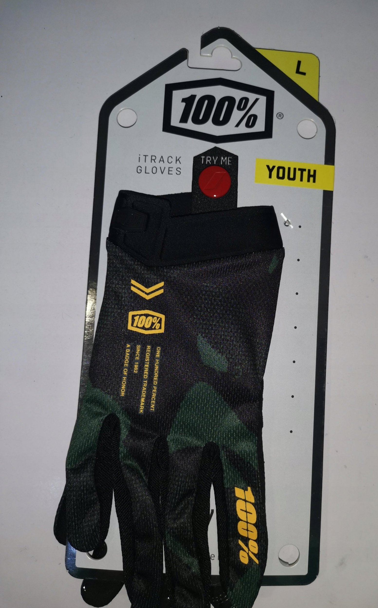 100% Rękawiczki 100% ITRACK Youth Glove sentinel black roz. M (długość dłoni 150-160 mm) (NEW)
