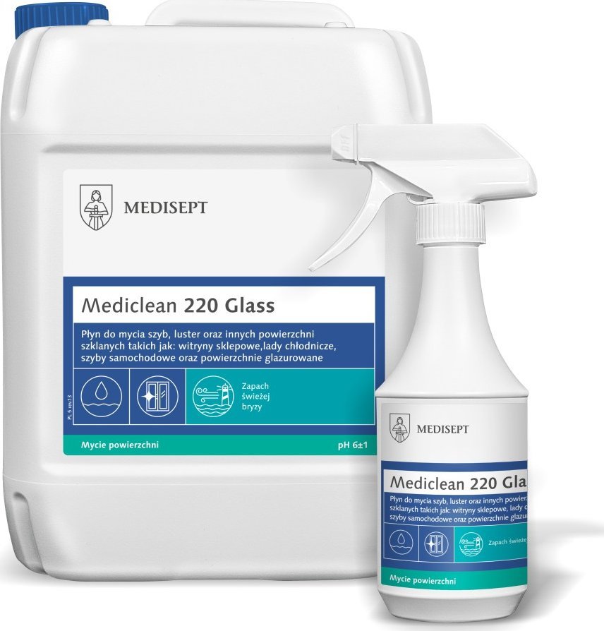 Medisept MEDICLEAN 220 Glass Preparat do mycia szyb, luster i innych powierzchni ze szkła 5 l