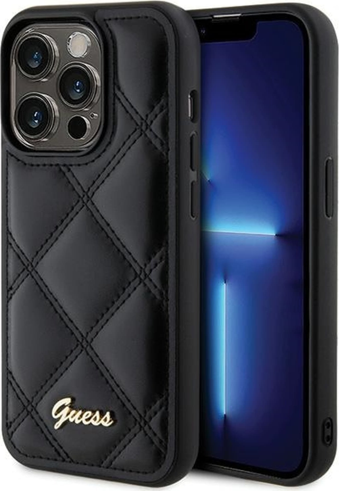 Guess GUHCP15XPSQSQSK iPhone 15 Pro Max 6.7" czarny/black hardcase Quilted Metal Logo