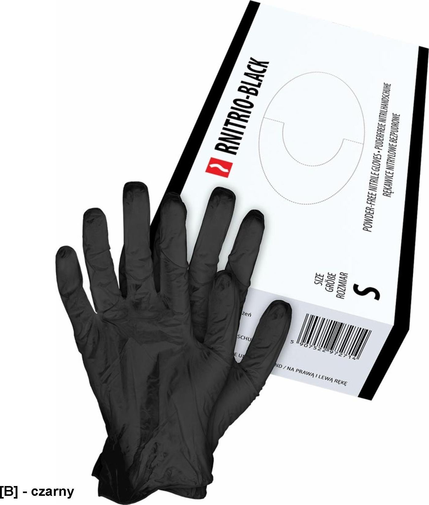 R.E.I.S. RNITRIO-BLACK - Rękawice nitrylowe w kolorze czarnym - bezpudrowe M