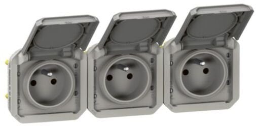 Legrand PLEXO 55 Gniazdo 3x2P+Z poziome komplet mechanizm 16A - 250V AC szare 069564L
