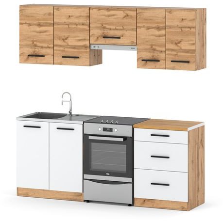 Kuchnia Modułowa Nowoczesna Mała Z Blatem 2m Drewniana Mała Dąb Wotan