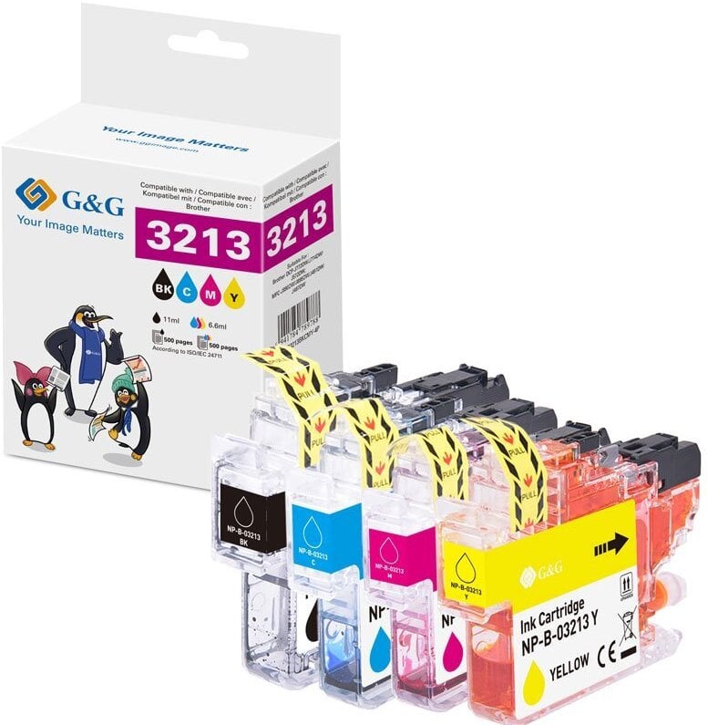 Tusz G&G XL-kartridże zestaw 4 sztuk do Brother LC-3213VAL BK/C/M/Y