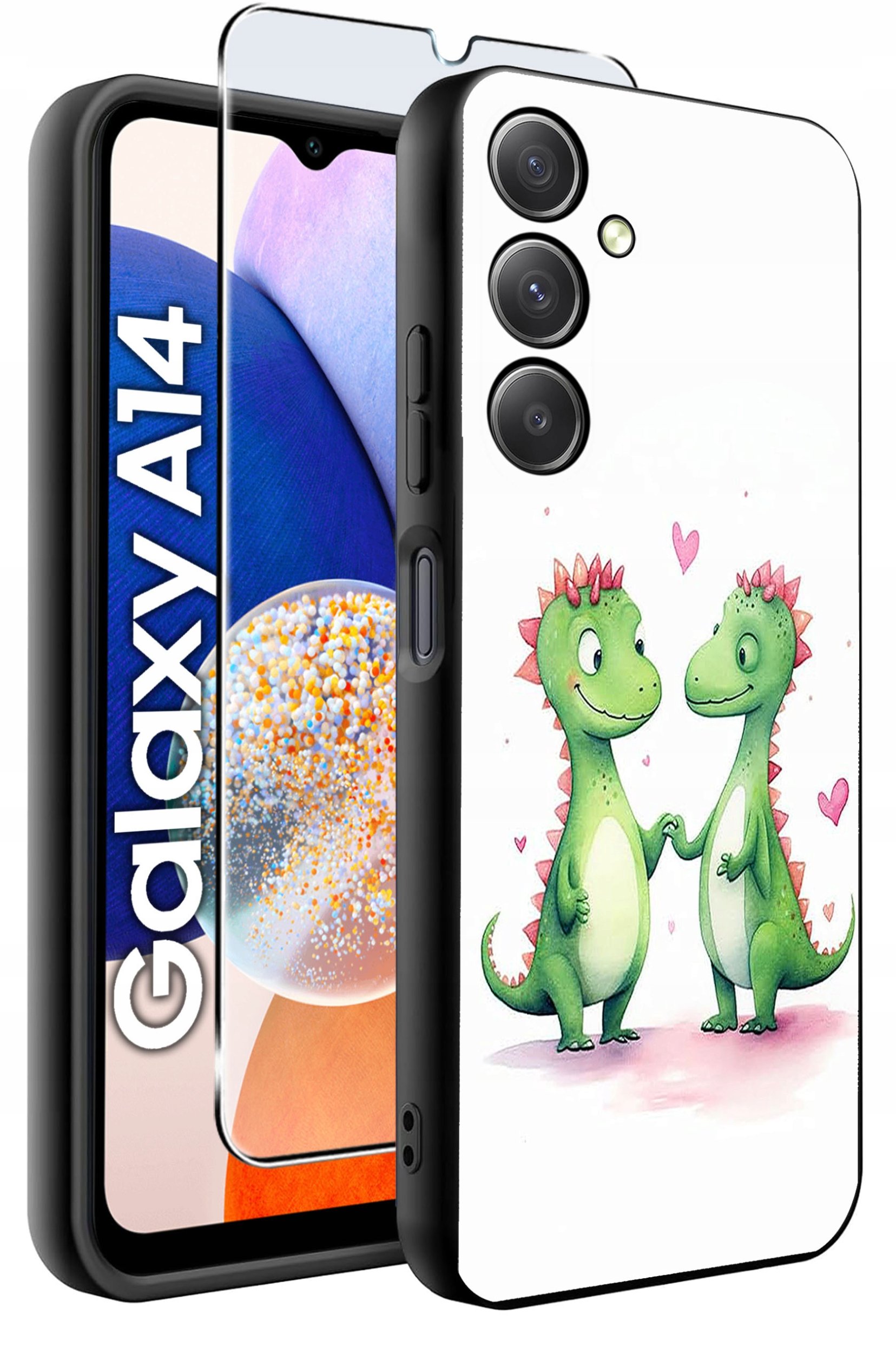 ETUI do Samsung A14 5G WZORY | SILIKONOWE MATT CASE + SZKŁO HARTOWANE 9H