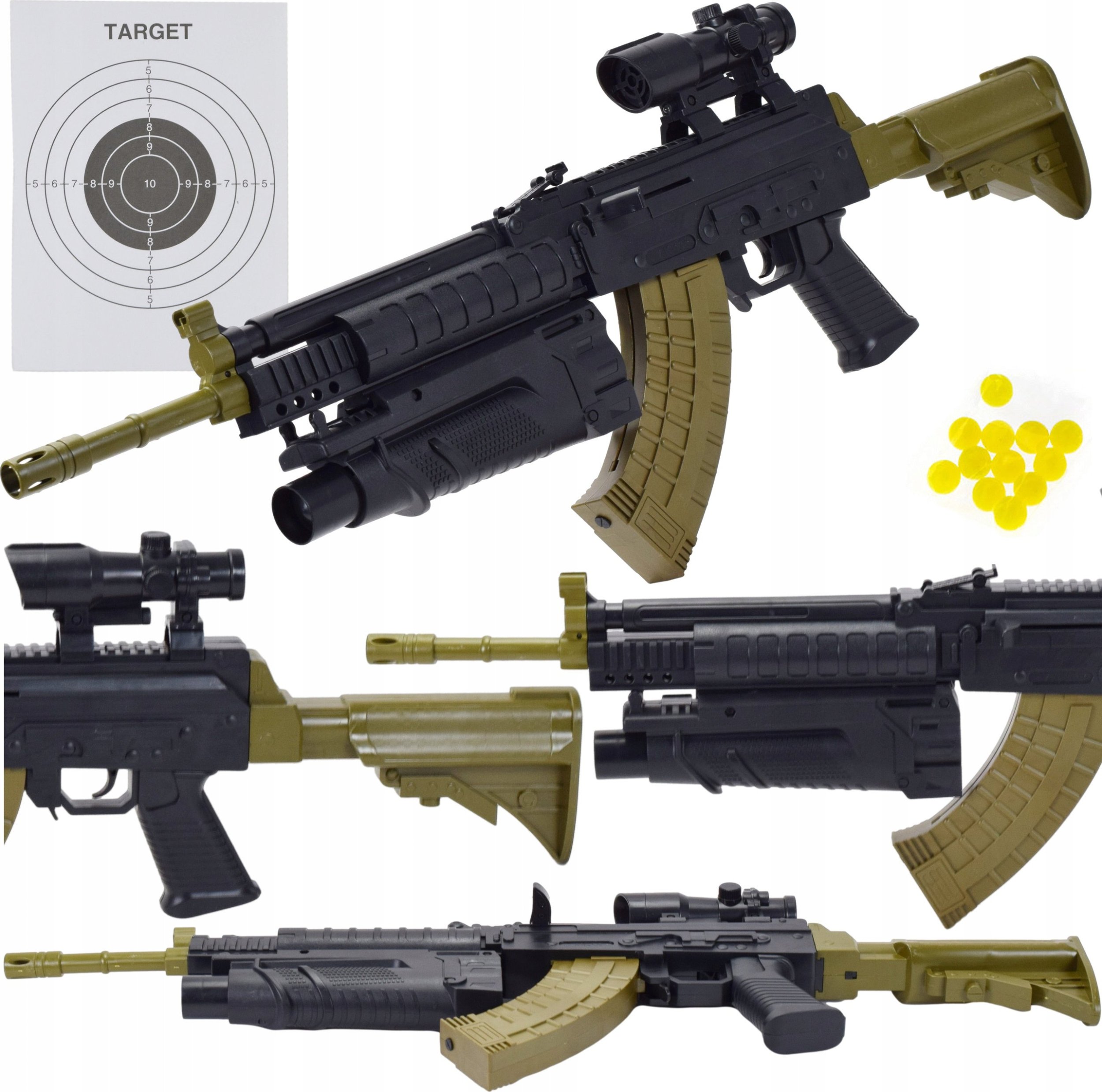 Skleplolki KARABIN PISTOLET NA KULKI BB CELOWNIK LASER REPLIKA GRANATNIK BROŃ ZABAWKA