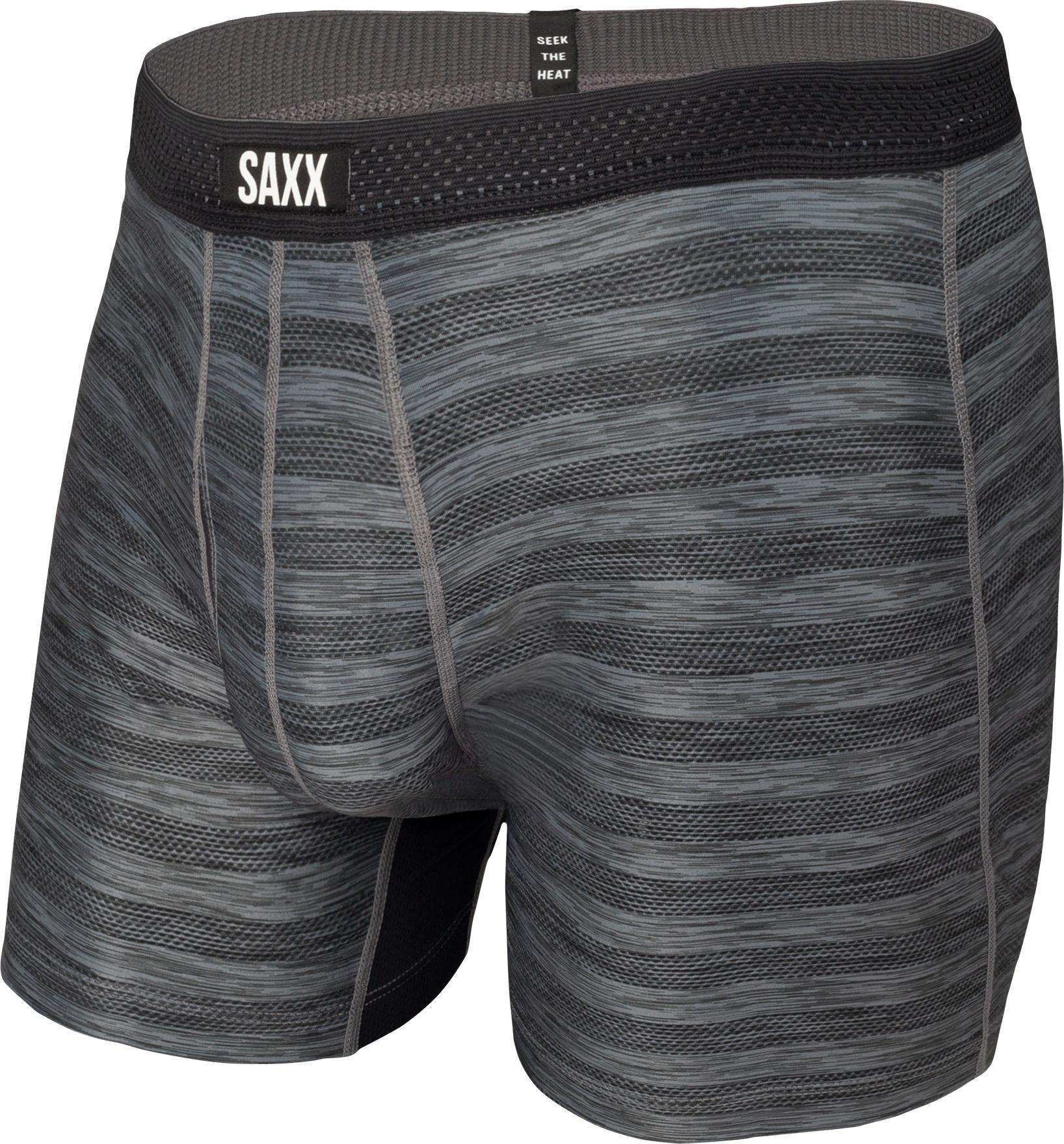 SAXX HOT SHOT BOXER BRIEF FLY BLACK HEATHER S
