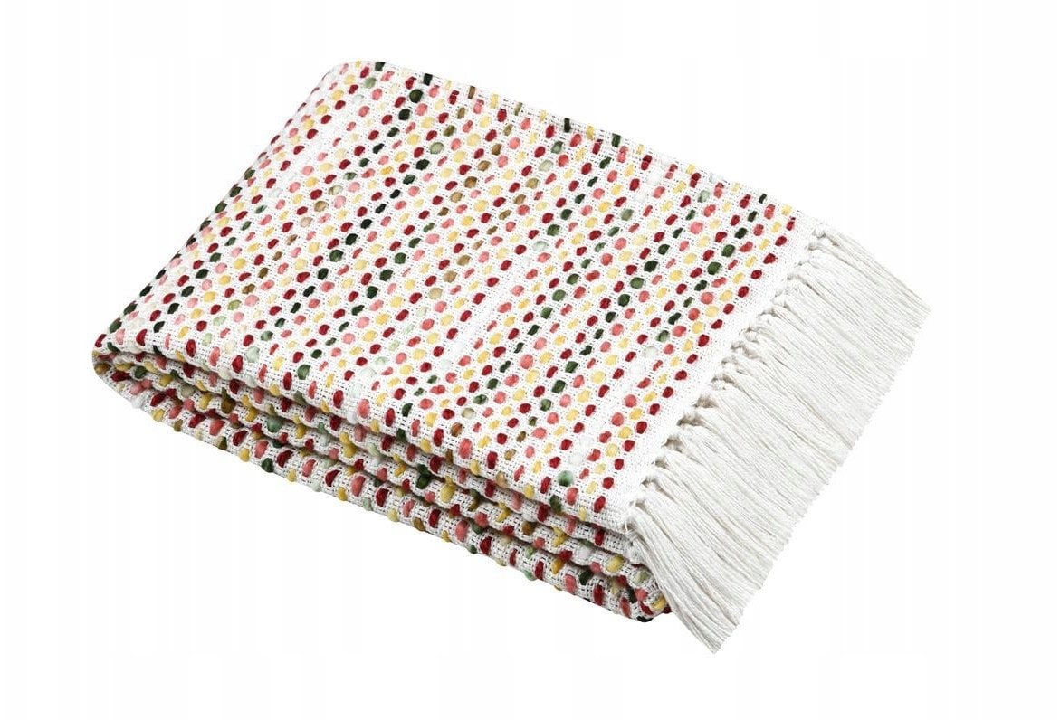 Koc bawełniany, kolorowa plecionka, ARCHY, 125 x 150 cm