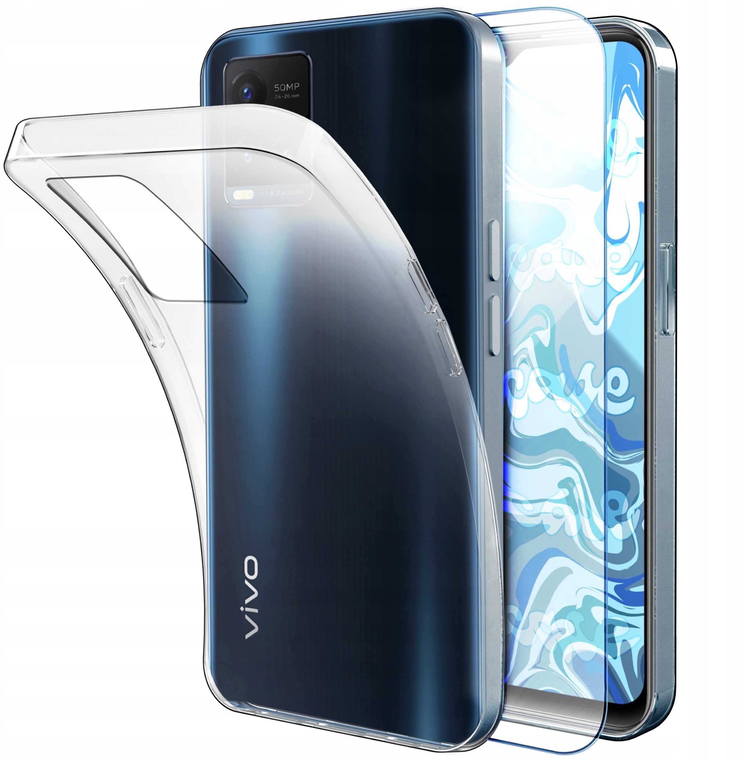 Etui Do Vivo Y21S / Y33s (Przezroczyste, Silikonowe, Ochronne) Szkło 9H