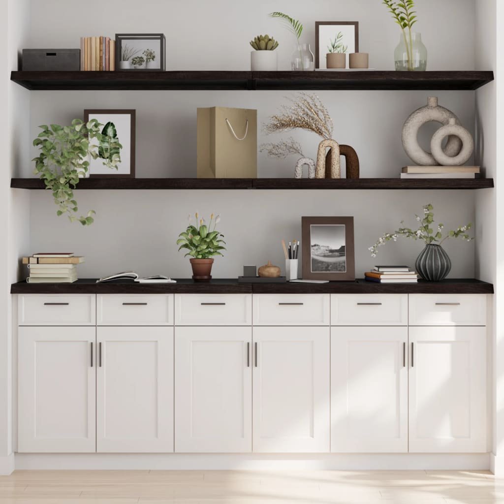 vidaXL Półka, ciemnobrązowa, 200x50x(2-4) cm, wykończone drewno dębowe