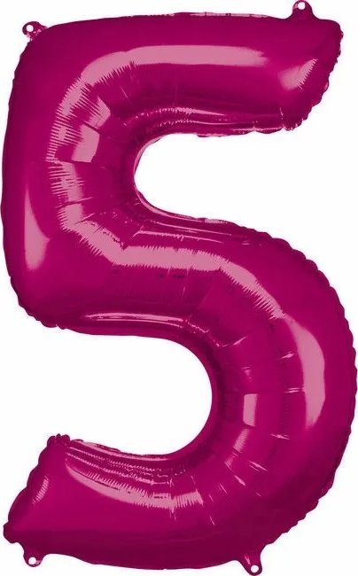 AMSCAN Balon foliowy duża cyfra 5 różowy 57x86cm 9907285