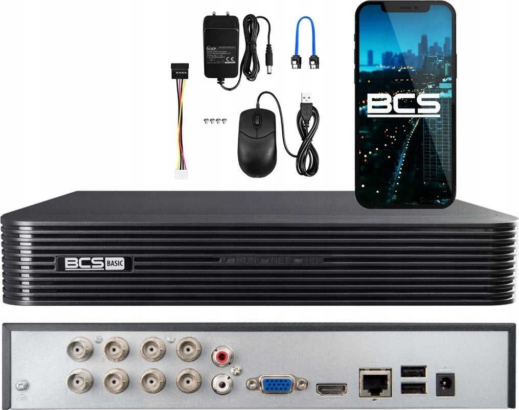 Rejestrator BCS REJESTRATOR AHD, HD-CVI, HD-TVI, CVBS, TCP/IP BCS-B-XVR0801(2.0) 8 KANAŁÓW BCS BASIC