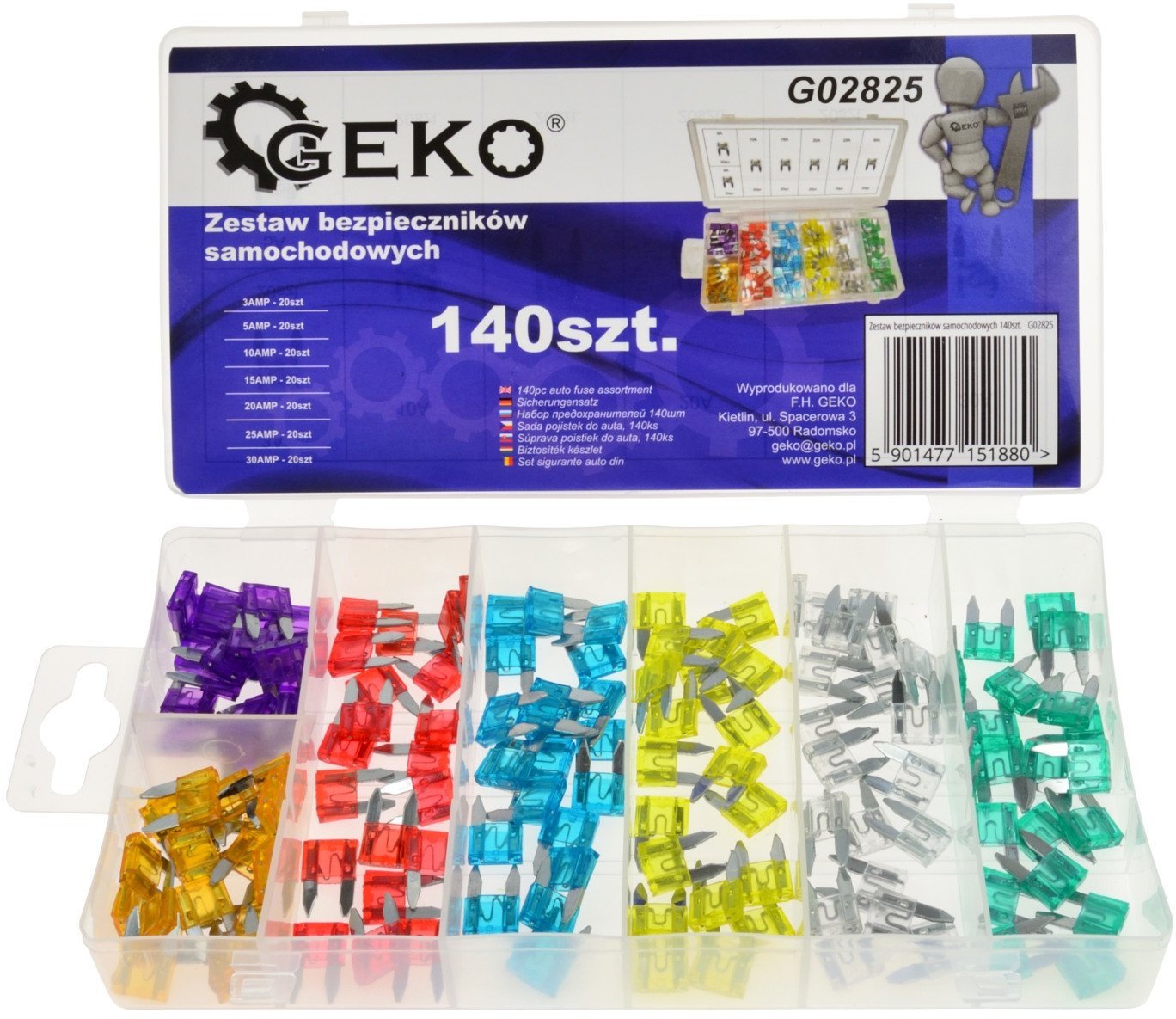 Zestaw bezpieczników samochodowych MINI 140szt.(20)