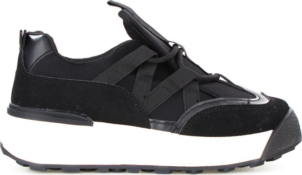 Estetino Sneakersy na platformie z zamszowymi wstawkami czarne-38