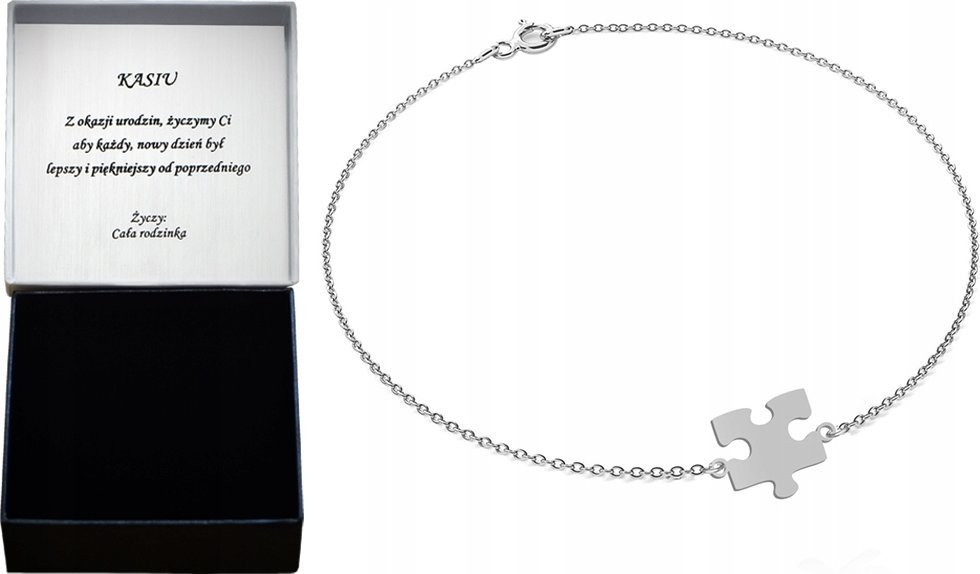 Radziszewska Jewellery Bransoletka Srebrna Puzzel Łańcuszek 925 Prezent Biżuteria GRAWER GRATIS