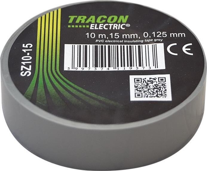Tracon Electric Taśma izolacyjna 10mx15mm szary