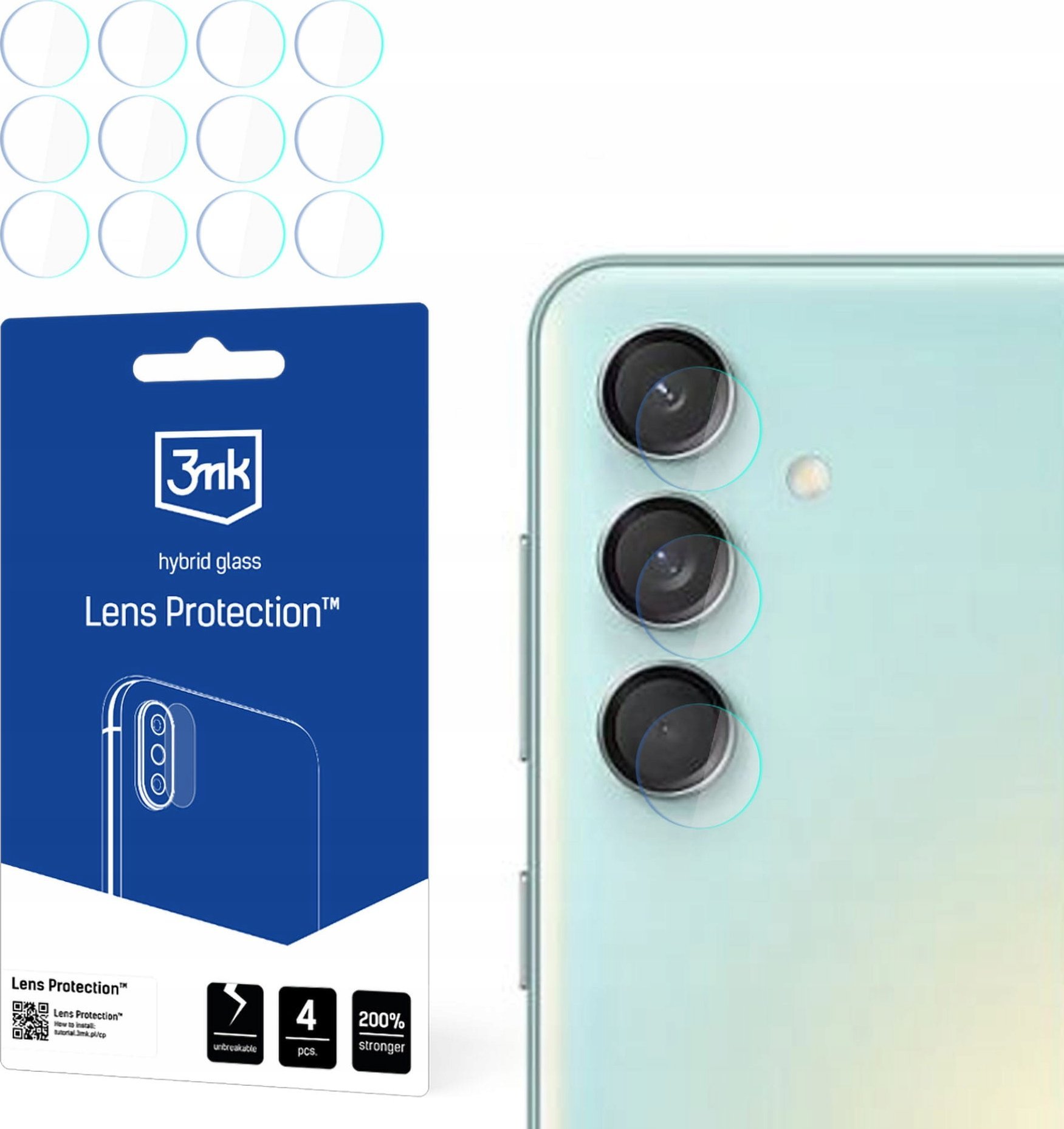 3MK Szkło hybrydowe na obiektyw aparatu 3MK Lens Protect Samsung Galaxy M55 [4 PACK]