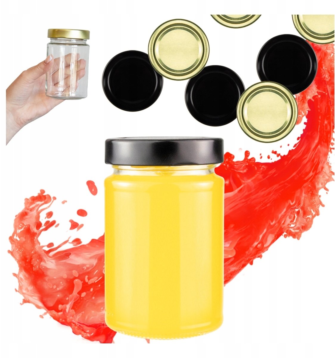 Słoik ATENA 330ML + WYSOKIE WIECZKO FI66 DŻEM MIÓD PRZETWORY ŚWIECZKI ŚLUB