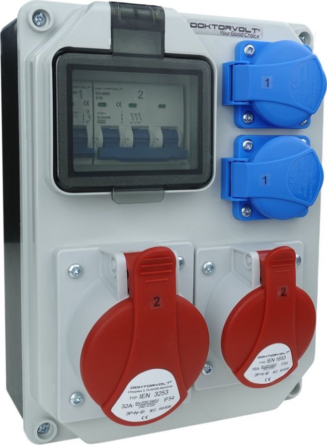 Doktorvolt Uzbrojona rozdzielnica budowlana HL-S 32A 16A 2x230V Doktorvolt 5354