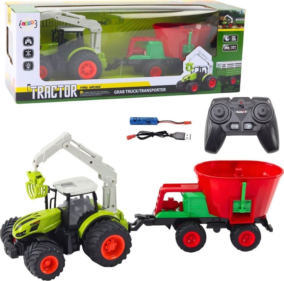 Traktor Rolniczy Z Siewnikiem i Chwytakiem Obrotowym Zdalnie Sterowany 2.4G LEAN Toys