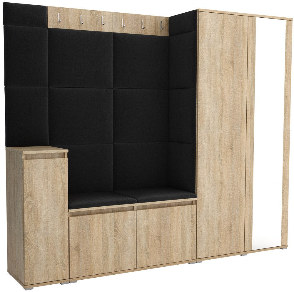 Tapicerowana garderoba Noris VIII z lustrem - kolor sonoma + tkanina Trinity 16