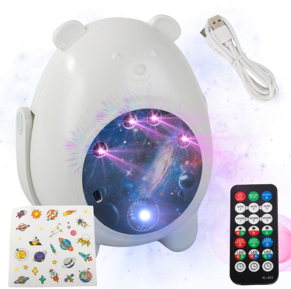 Projektor niedźwiadek lampka nocna rzutnik laserowy led pilot uniwersalny