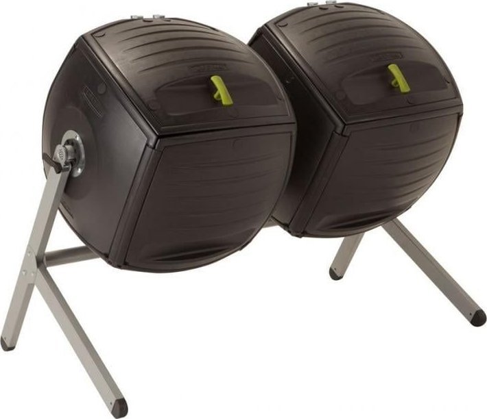 Lifetime Lifetime Plastikowy kompostownik bębnowy podwójny czarny 380 litrów