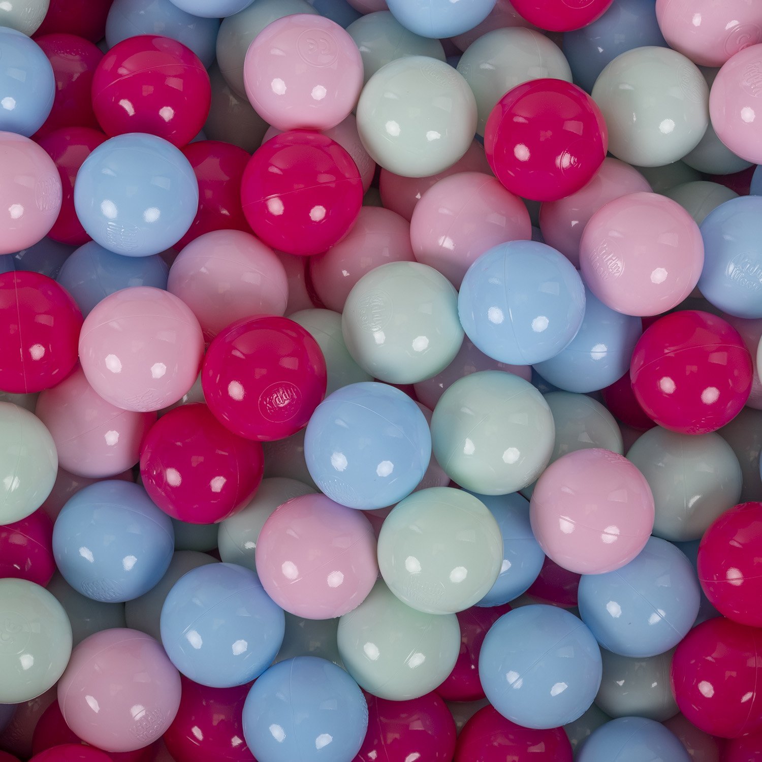 KiddyMoon KiddyMoon suchy basen okrągły z piłeczkami 7cm wrzosowy: pudrowy róż-ciemny róż-babyblue-mięta 90x30cm/200piłek zabawka basen piankowy