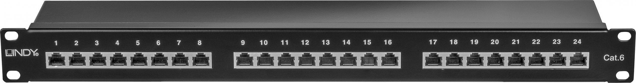 Lindy Cat.6 Patchpanel 24p STP 1HE Schwarz 24 Ports 1 HE, Gbit - 25990