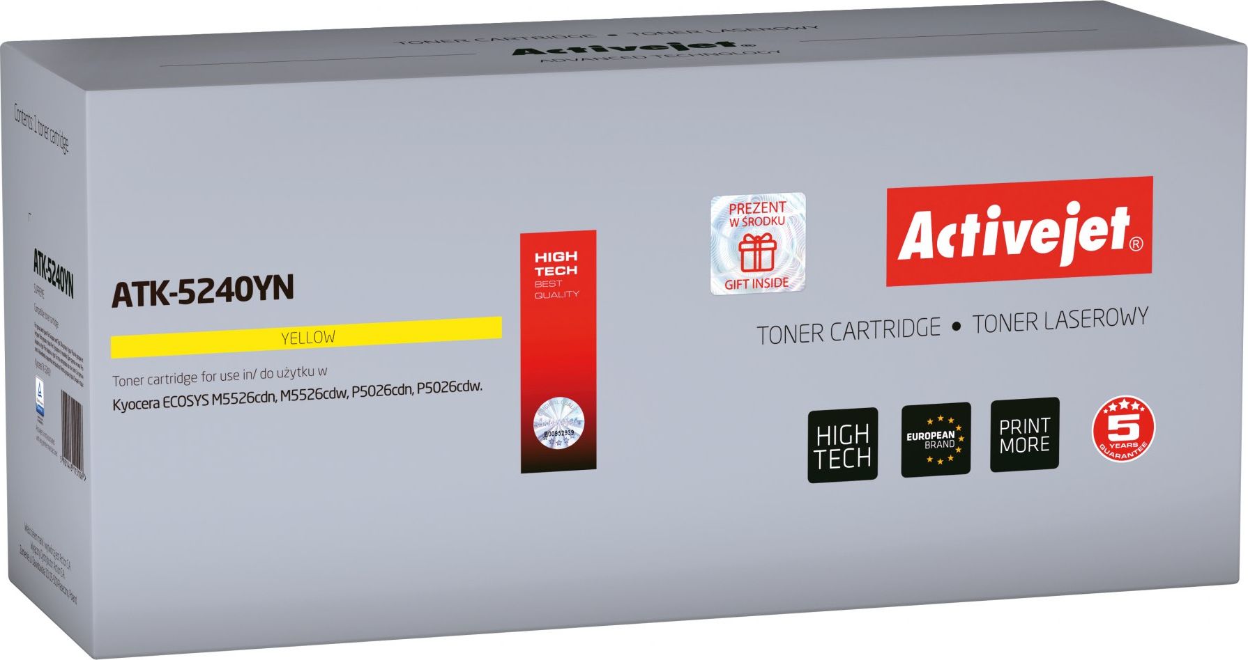 Toner Activejet Toner ATK-5240YN (zamiennik Kyocera TK-5240Y; Supreme; 3000 stron; żółty)