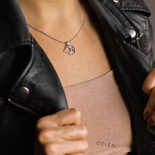 OTIEN Naszyjnik damski Kot srebrny na prezent dla Kociary