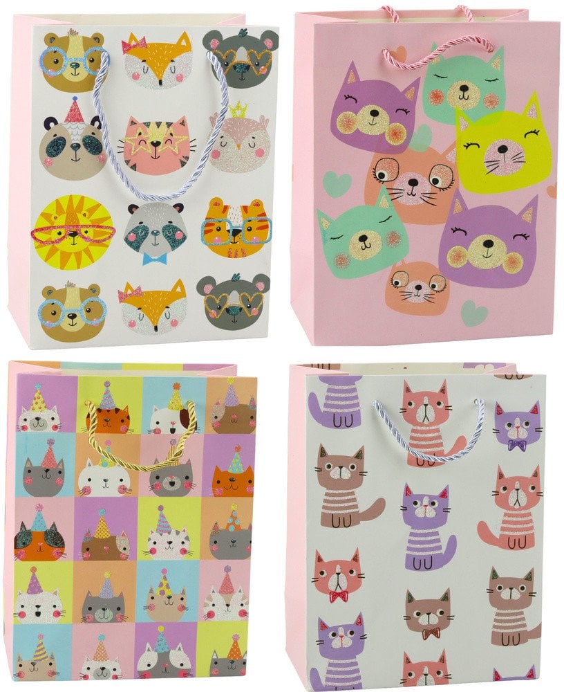 Torba Prezentowa Papierowa Kotki Brokatowa 23 x 18 x 10,5 cm