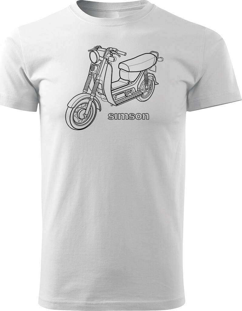 Topslang Koszulka motocyklowa z motocyklem Simson skuter SR50 męska biała REGULAR L
