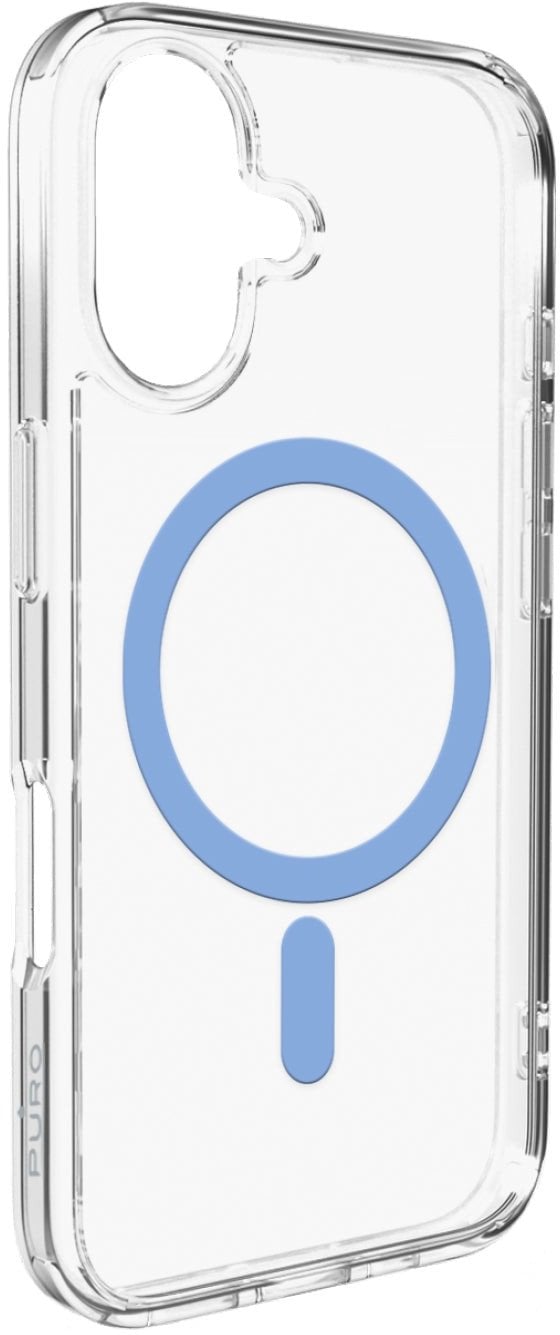 Etui Puro Lite Mag TPU+PC kompatybilne z MagSafe na iPhone 17 - przezroczyste z niebieskim pierścieniem