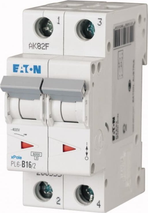 Eaton Wyłącznik nadprądowy 2P B 16A 6kA AC PL6-B16/2 286555