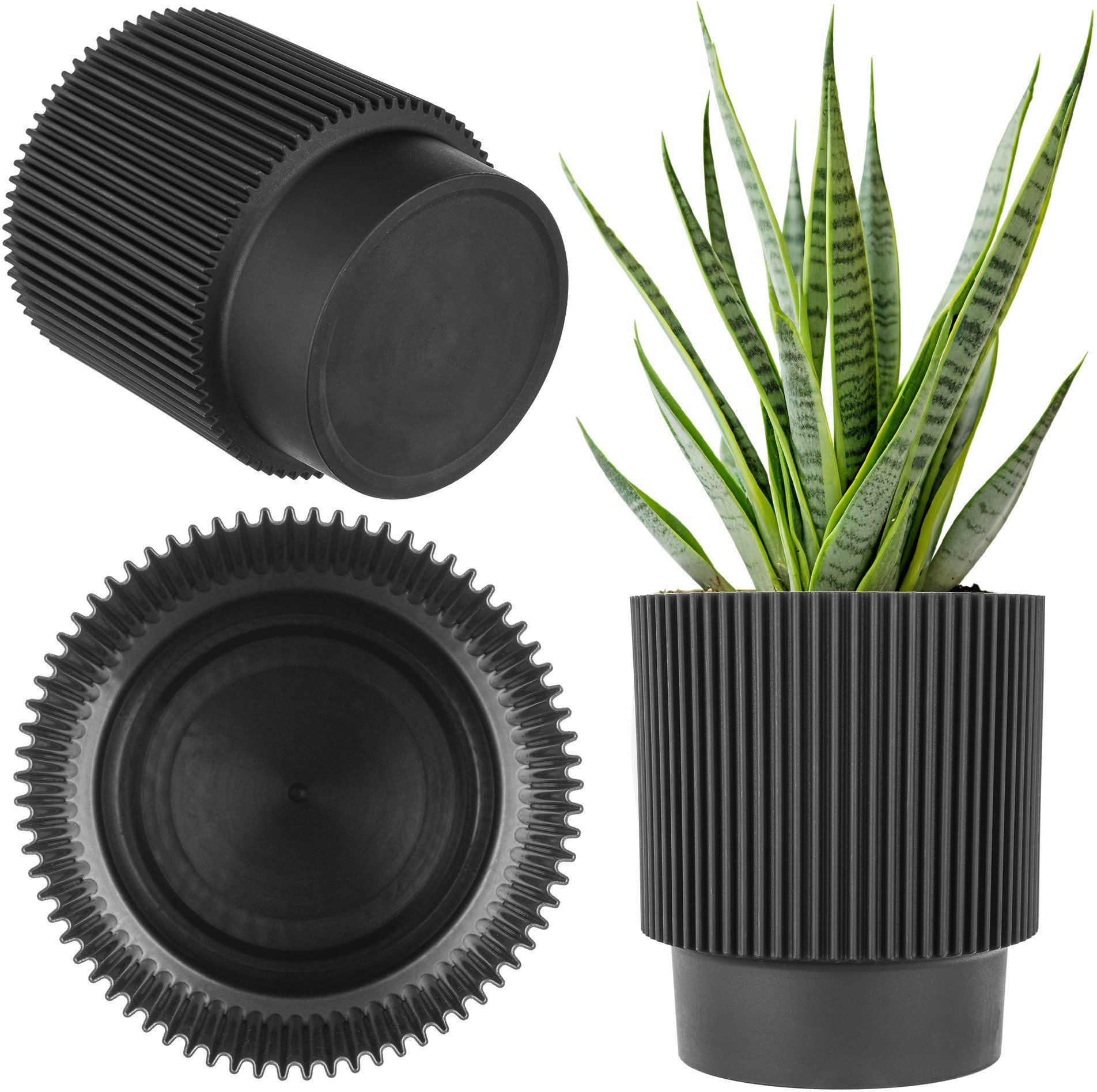 KADAX Doniczka Donica Na Kwiaty 13cm Osłonka Rośliny Kwietnik Plastikowa Czarna