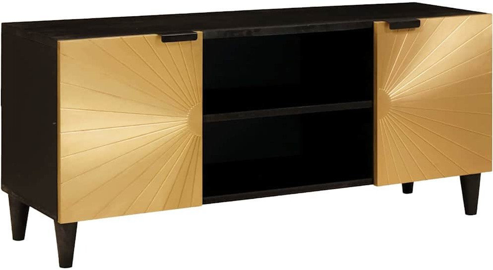 vidaXL Szafka pod telewizor z półką Czarny i złoto 105 x 33 x 46 cm