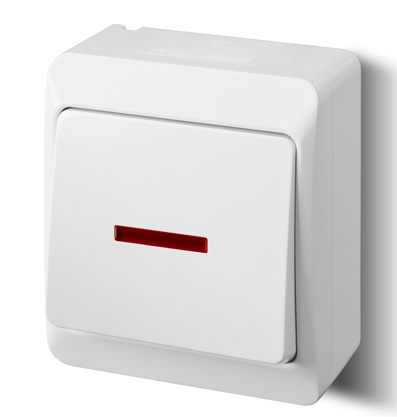 Elektro-Plast Łącznik natynkowy ŁNT Hermes 1-biegunowy schodowy podświetlany biały (0341-02)