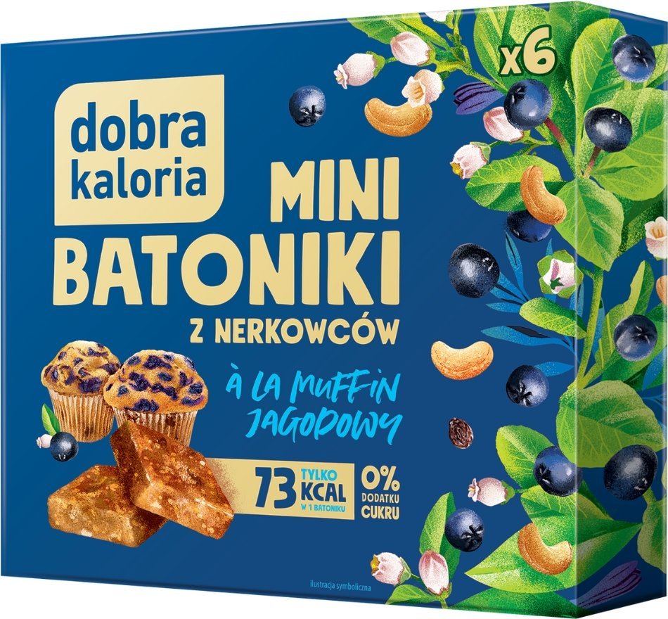 Dobra Kaloria Mini batoniki z nerkowców a'la muffin jagodowy Dobra Kaloria 6szt