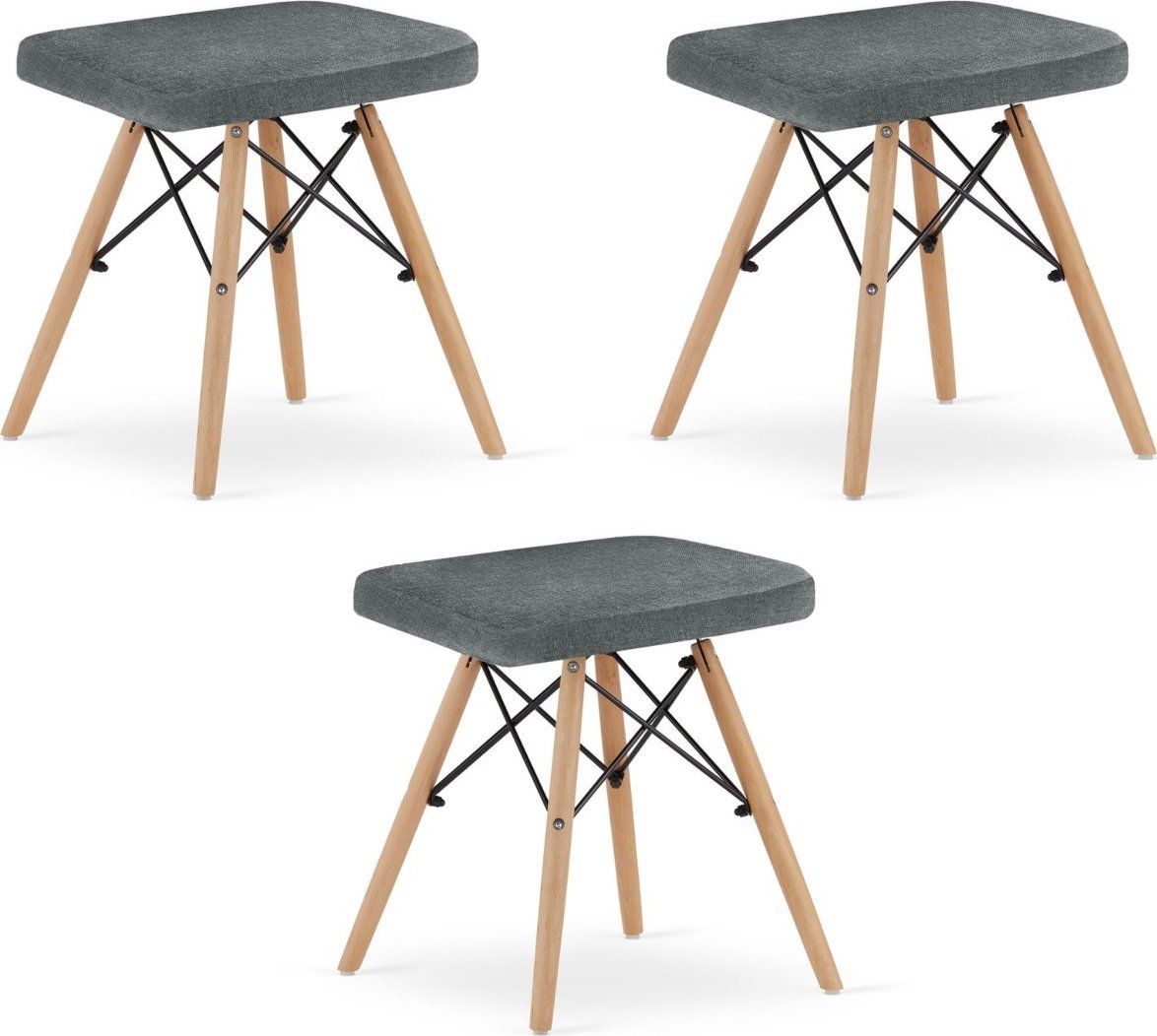 Leobert Taboret WERK - szary materiał / nogi naturalne x 3