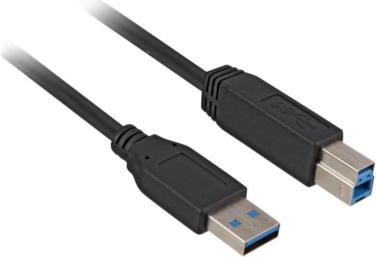 Kabel USB Sharkoon USB-A - USB-B 3 m Czarny (4044951015658)