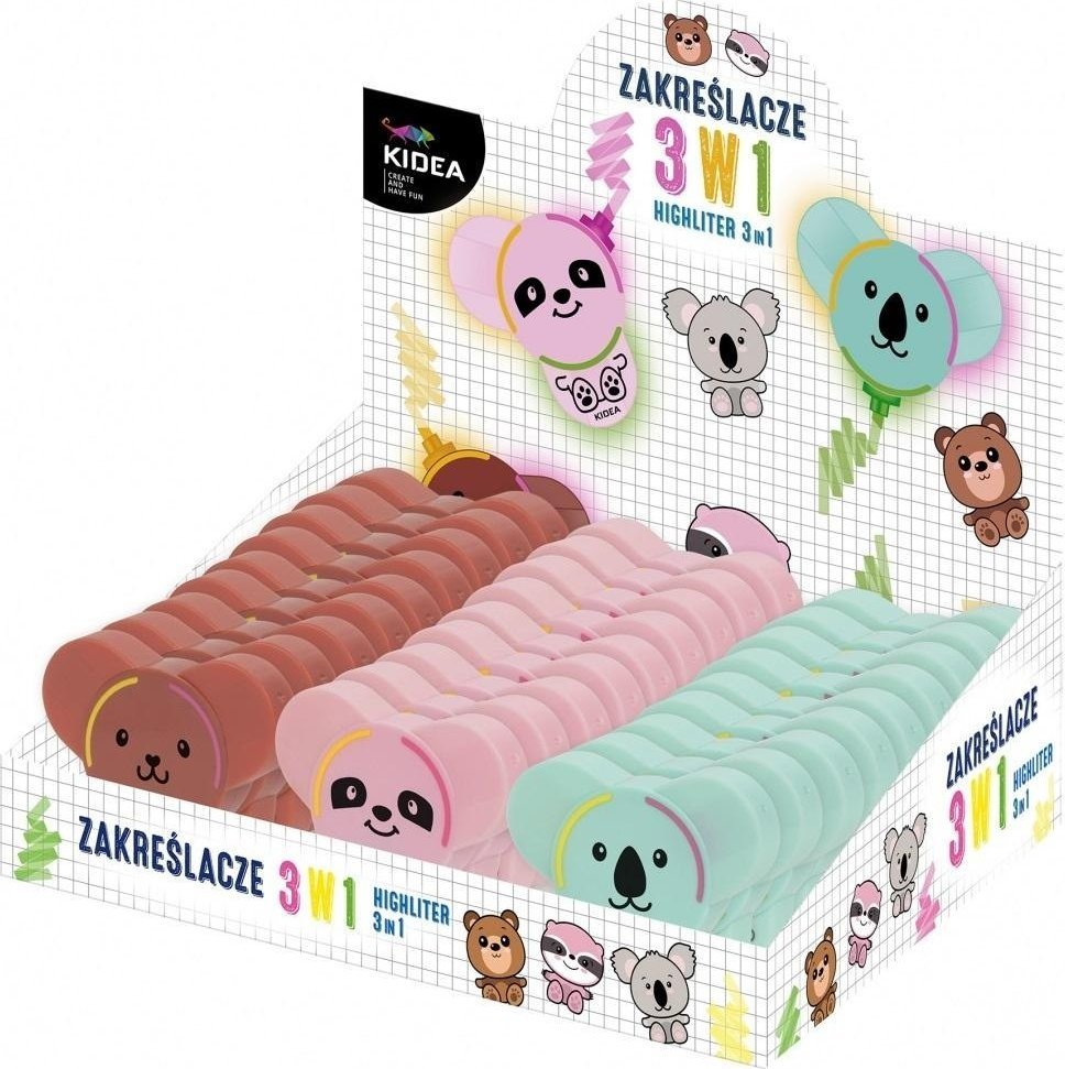 Derform Zakreślacze z figurką 3w1 KIDEA