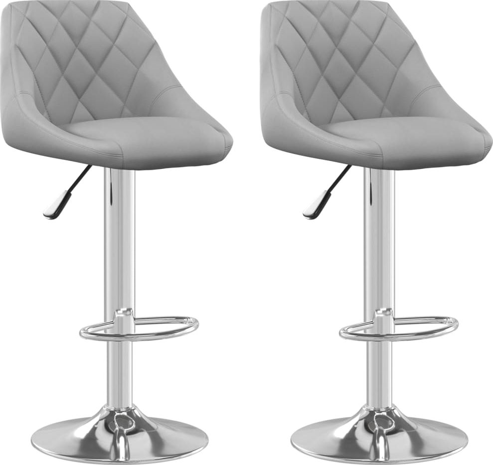 vidaXL Stołki barowe, 2 szt., jasnoszare, obite aksamitem