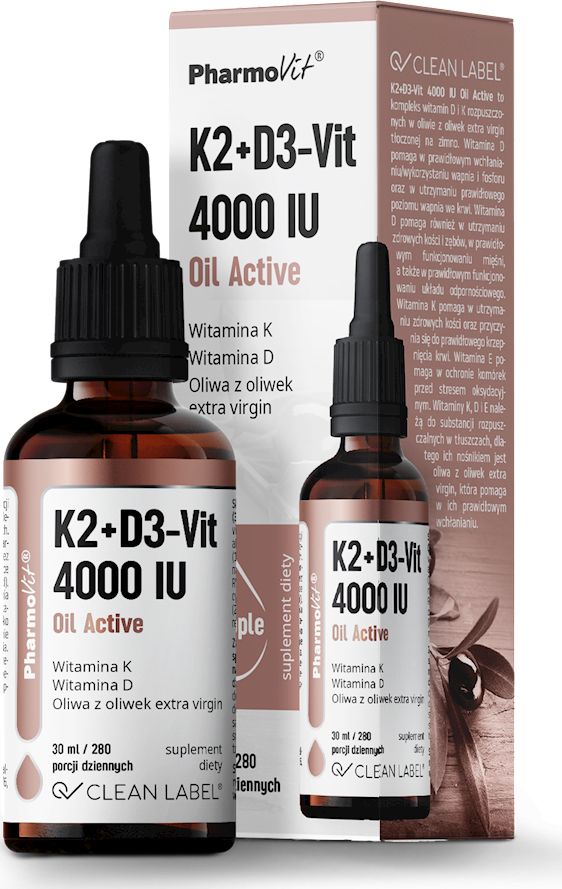 Pharmovit WITAMINA K2 + D3 W KROPLACH (75 mcg + 100 mcg) BEZGLUTENOWE 30 ml - PHARMOVIT (CLEAN LABEL)